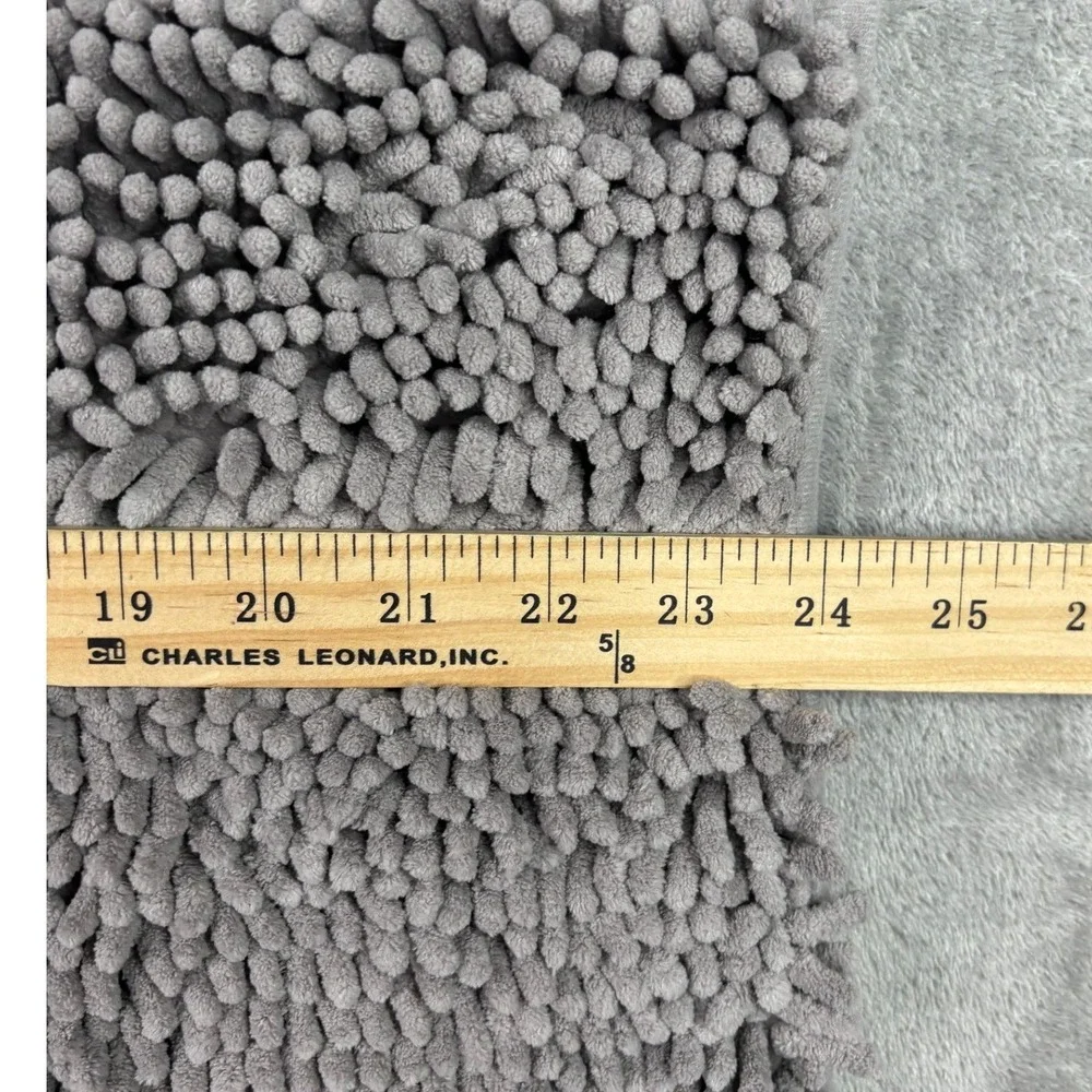 Yimobra Chenille Bathroom Rug Set 2pc Gray 32x20 & 24x17 Soft Non Slip Bath Mats